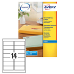 Poliestere adesivo J8563 trasparente 25fg A4 99,1X38,1 (14et/fg) Inkjet Avery