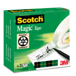 Scatola 2 rotoli nastro adesivo Scotch Magic 810-1266 12mmx66mt per BORDURE