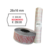 PACK 10 ROTOLI 1000 ETICH. 26x16mm ONDA ''scontato'' BIANCO PERM. Printex