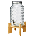 Caraffa in vetro con rubinetto e base in bamboo 5,6L Leone