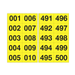 CARTELLI SEGNALATORI Kit numeri adesivi da 001 a 500 nero/giallo 45 x 24mm