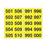 CARTELLI SEGNALATORI Kit numeri adesivi da 501-999 nero/giallo 45 x 24mm