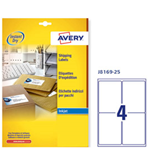 Etichetta adesiva J8169 bianca 25fg A4 99,1x139mm (4et/fg inkjet Avery