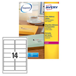 Poliestere adesivo L7563 trasparente 25fg A4 99,1x38,1mm (14et/fg laser Avery