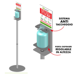 CWR Piantana da terra con supporto per dispenser regolabile CM. 140 H