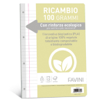Ricambi c/rinforzo ecologico f.to A4 100gr 40fg 1 rigo c/margine Favini