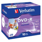 VERBATIM SCATOLA 10 DVD+R JEWEL CASE 16X 4.7GB 120MIN. STAMPABILE WIDE PHOTO INKJET