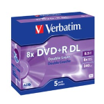 VERBATIM SCATOLA 5 DVD+R DUAL LAYER 8X 8.5GB 240MIN. SERIGRAFATO JEWEL CASE