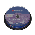 VERBATIM SCATOLA 10 DVD+R DUAL LAYER 8X 8.5GB 240MIN. SERIGRAFATO SPINDLE