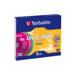 VERBATIM SCATOLA 5 DVD+RW SLIM 4X 4.7GB 120MIN. COLORE