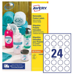 Etichette adesive rotonde rimovibili Ã˜37mm (24et/fg) 25fg laser/inkjet Avery