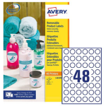 Etichette adesive rotonde rimovibili Ã˜25mm (48et/fg) 25fg laser/inkjet Avery