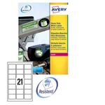 Poliestere adesivo L7060 bianco 20fg A4 63,5x38,1mm (21et/fg) laser Avery