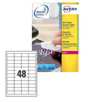 Poliestere adesivo L6113 bianco antim. 20fg A4 45,7x21,2mm (48et/fg) laser Avery