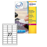 Poliestere adesivo L6114 bianco antim. 20fg A4 63,5x29,6mm (27et/fg laser Avery