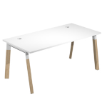 ARTEXPORT Scrivania Woody Superior 140x80cm piano bianco/gambe bimat. metal/massello