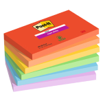 Cf. 6pz blocco 90foglietti Post-itÂ® Super Sticky 76x127mm 655-6SS-PLAY Playful