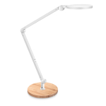 Lampada a led Giant bianco con base in legno