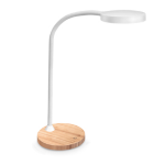 Lampada a led Flex Desk bianco con base in legno