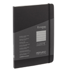 Taccuino c/elastico Ecoqua Plus cucito f.to A5 80 fg. righe nero Fabriano