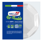 25 Piatti fondi Ã˜220mm in PS Reuse bianco Dopla