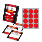 Etichetta adesiva rosso tonda D34mm (10fogli x 12etichette Markin