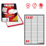 Etichetta adesiva C/537 bianca 100fg A4 67x10mm (84et/fg Markin