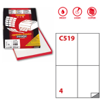 Etichetta adesiva C/519 bianca extra forte 100fg A4 105x148,5mm (4et/fg Markin