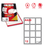 Etichetta adesiva A/420 bianca 100fg A4 63,5X72mm (12eti/fg Markin