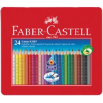 FABER-CASTELL ASTUCCIO metallo 24 PASTELLI COLORATI ACQUERELLABILI Color Grip FABER CASTELL