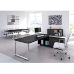 ARTEXPORT SCRIVANIA MANAGER 180X90cm c/mobile servizio rev. NERO VEN. - PRESTIGE METAL
