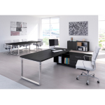 ARTEXPORT SCRIVANIA MANAGER 210X90cm c/mobile servizio rev. NERO VEN. - PRESTIGE METAL