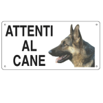 CARTELLI SEGNALATORI CARTELLO ALLUMINIO 25x12,5cm 'ATTENTI AL CANE''