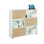 ARTEXPORT Libreria bassa a 3 ripiani ante scorr. 120X35cm H116cm BIANCO/ROVERE - Tetris