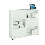 ARTEXPORT Libreria bassa a 3 ripiani ante scorr. 120X35cm H116cm BIANCO/BIANCO - Tetris
