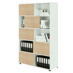 ARTEXPORT Libreria alta a 5 ripiani ante scorr. 120X35cm H191cm BIANCO/ROVERE - Tetris