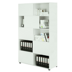 ARTEXPORT Libreria alta a 5 ripiani ante scorr. 120X35cm H191cm BIANCO/BIANCO - Tetris