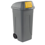 Mobil Plastic Bidone mobile Cento Push 100Lt grigio c/coperchio giallo per raccolta diff.