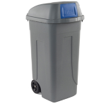 MobilPlastic Bidone mobile Cento Push 100Lt grigio c/coperchio blu per raccolta diff.