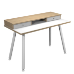 ARTEXPORT Postazione Home-Office con sopralzo 120x60xH74,4cm gambe metallo Bianco/Rovere