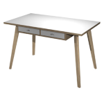 ARTEXPORT Postazione Home-Office con sottopiano 120x60xH74,4cm gambe legno Bianco/Rovere