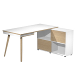 ARTEXPORT Workstation Midi 130x120xH81,5cm gambe in legno Bianco/Rovere