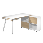 ARTEXPORT Workstation Maxi 160x140xH81,5cm gambe in metallo Bianco/Rovere