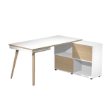 ARTEXPORT Workstation Maxi 160x140xH81,5cm gambe in legno Bianco/Rovere