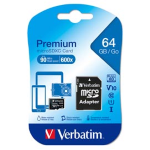 VERBATIM MICRO SD CARD 64GB HC CLASSE 10 FINO A 45MB/S