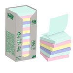 Cf. 16pz blocco 100 fg. Post-it Z-Notes Green 76x76mm R330-1RPT colori pastello