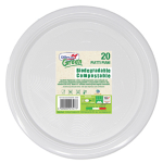 20 Piatti piani Ã˜220mm BIO Mater-bi DOpla Green art. 40033