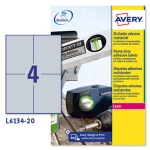 Poliestere adesivo L6134 argento 20fg A4 105x148mm (4et/fg) laser Avery