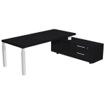 ARTEXPORT Scrivania dir. c/mobile serv. 210x90cm PRESTIGE QUADRO nero venato/bianco