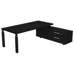 ARTEXPORT Scrivania dir. c/mobile serv. 210x90cm PRESTIGE QUADRO nero venato/nero